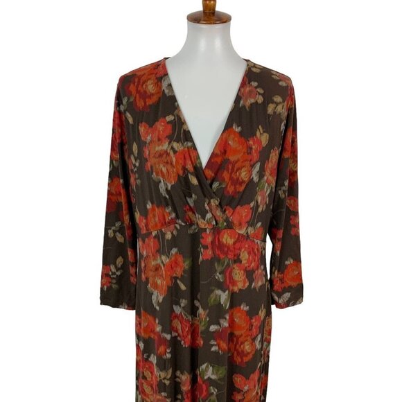 J. Jill Women’s Dress Large Stretch Long Sleeve Midi Brown - Picture 2 of 7